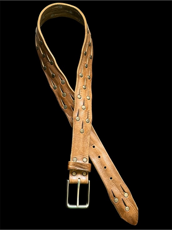 Brave Leather Accessories - Brave 1992 Brown Leather Studded Belt